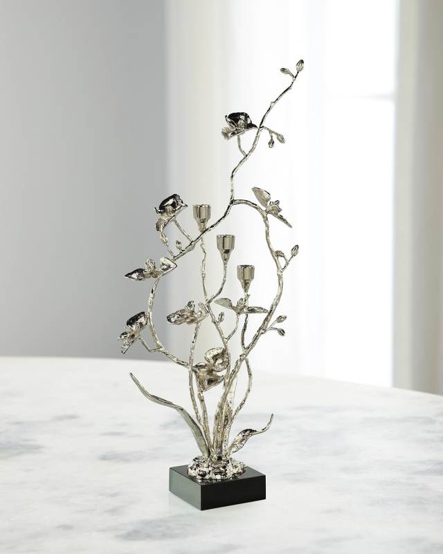 Orchids in Bloom 3-Candle Candleholder